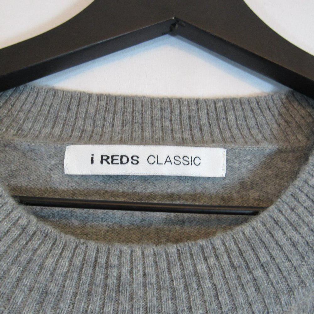 i reds classic Gray Black Crew Neck Color Block Pull On Sweater - Picture 3 of 5